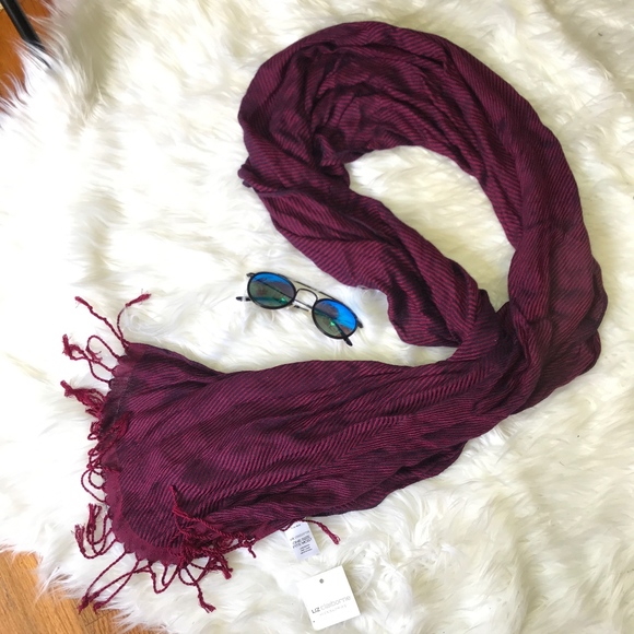 Liz Claiborne Red Navy Luxury Tassel Scarf Wrap - Picture 5 of 5
